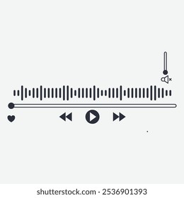 Uma interface minimalista de reprodutor de áudio com controles de reprodução e configurações de volume.