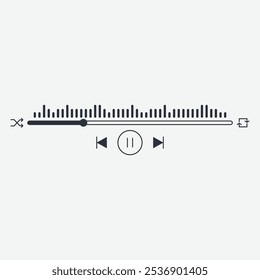 A minimalist audio player interface with playback controls and a waveform display.
