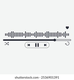 A minimalist audio player interface with soundwave visualization and playback controls.