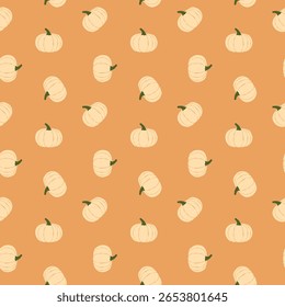 Minimalist autumn Jarrahdale white pumpkin winter squash illustration fall theme seamless pattern vector