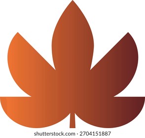 Minimalist autumn leaf icon with five rounded lobes and a smooth orange-to-brown gradient. Simple modern vector design suitable for logos, apps, seasonal graphics, and decorative fall themes.
