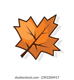 Minimalist Autumn Leaf isolated on a white background. Design for stickers, logos, web, and mobile apps. Vector - Illustration. 