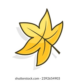 Minimalist Autumn Leaf isolated on a white background. Design for stickers, logos, web, and mobile apps. Vector - Illustration. 