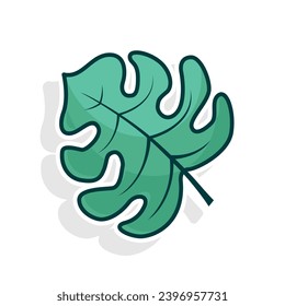 Minimalist Autumn Leaf isolated on a white background. Design for stickers, logos, web, and mobile apps. Vector - Illustration. 
