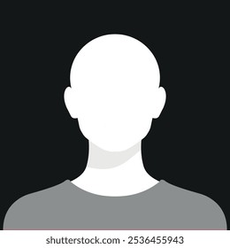 Minimalist avatar icon with a blank face against a dark background, ideal for representing user profiles, anonymous identities, or placeholder images. Simple design suits various digital applications.