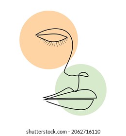 Minimalist avatar of man or woman.Minimal abstract cubism face. Art in matisse style. Linear abstract human face. Continuous line drawing. 
