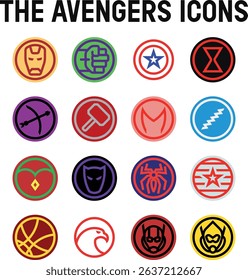 Minimalist Avengers Set of Icons 
