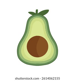 Minimalist avocado half icon with pit and green gradient skin, in a flat, modern style. Perfect for diet apps, stickers, and vegan branding in food-related media.
