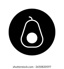 Minimalist avocado illustration inside a circle representing healthy eating habits and well being lifestyle choices
