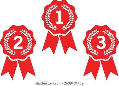 Minimalist award medal with red ribbon vector