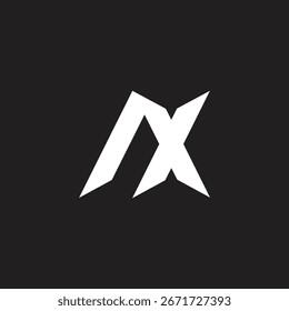 Diseño minimalista del logotipo de AX Vector editable en fondo negro y color blanco.
