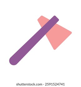 A minimalist axe icon with soft pink and purple hues, suitable for various design applications.