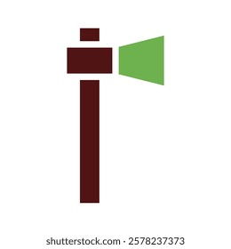 Minimalist Axe Tool Brown and Green Design Icon