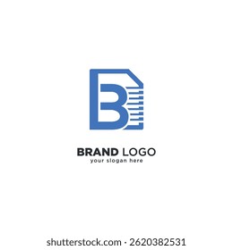 Design minimalista do logotipo do documento B, ideia de marca inteligente.