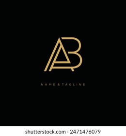 minimalist BA letter vector logo design. black background