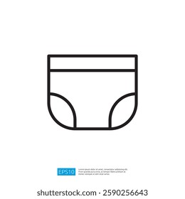 Minimalist Baby Care Icon Depicting Simple Outline Of Diaper In Clean Design. Baby Care Icon. Diaper Icon. Minimalist Design. Simple Design. Clean Design. Graphic Illustration