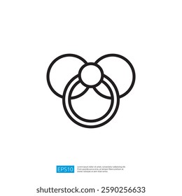 Minimalist Baby Care Icon Featuring Pacifier Ring and Three Circular Elements. Style Icon Featuring Pacifier, Ring, Circle, Simple Design and Modern Graphic illustration