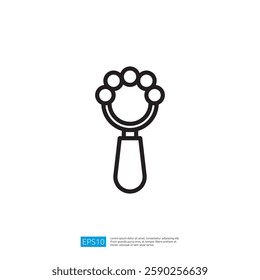 Minimalist Baby Care Icon Featuring a Rattle with Round Balls on Handle Bar Item Design For Children's Care Illustration Simple Outline Illustration Showing Items For Baby