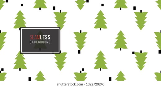 Minimalist baby seamless pattern with green spruce or Christmas tree. Scandinavian style illustration background for nursery in nordic style on white background.