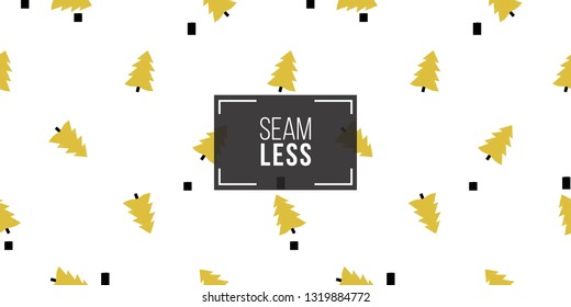 Minimalist baby seamless pattern with yellow spruce. Scandinavian style illustration background for nursery in nordic style on white background.