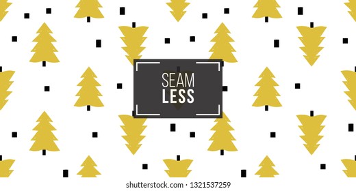 Minimalist baby seamless pattern with yellow spruce. Scandinavian style illustration background for nursery in nordic style on white background.