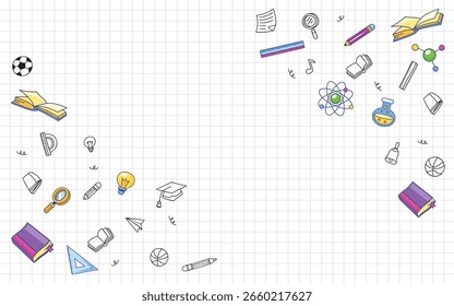 Minimalista regreso a la escuela doodle elemento de Vector de fondo