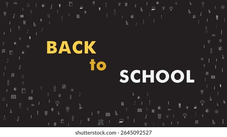 Minimalist Back to School Typography Poster with Education Icons for Banner and Digital Campaign