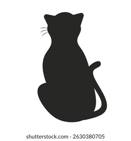 Vista traseira minimalista do gato preto