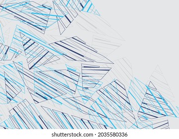 Minimalist background with abstract blue triangle stripe pattern