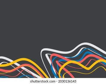 Minimalist background with abstract colorful waving lines pattern