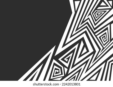 Minimalist background with abstract geometric and curly lines and with some copy space area. Simple Aztec ornament