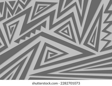 Minimalist background with abstract geometric and curly lines. Simple Aztec ornament