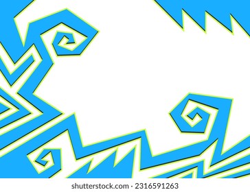 Minimalist background with abstract geometric and curly lines and with some copy space area. Simple Aztec ornament