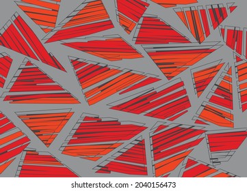 Minimalist background with abstract red and orange triangle stripe pattern