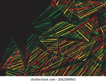 Minimalist background with abstract triangle stripe pattern and Jamaican color theme 