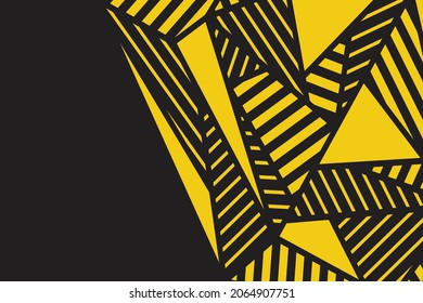 Fondo mínimo con triángulo amarillo abstracto y patrón de rayas