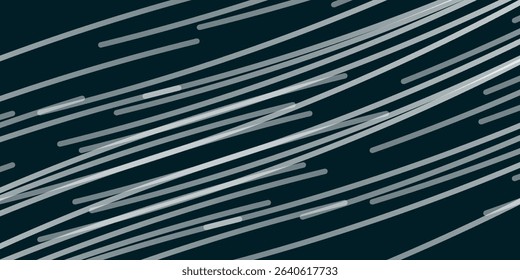 Minimalist background animation of flowing streaks of light with multicolored abstract lines. Abstract composition with flying animated stripes and chaotic small particles, computer graphics.