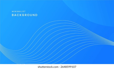 Fondo minimalista con degradado de color azul y líneas curvas blancas.