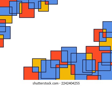 Minimalist background with colorful overlapping square pattern and with some copy space area