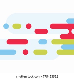 Minimalist background composition from colorful circles and rounded rectangles