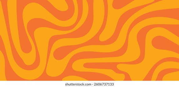 Minimalist background with cute orange wavy lines pattern