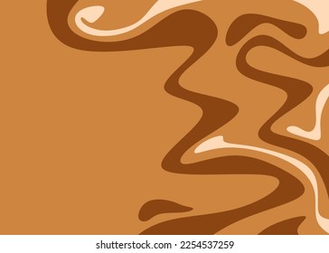 Minimalist background with cute wavy lines pattern and with some copy space area. Brown coffee themed wallpaper