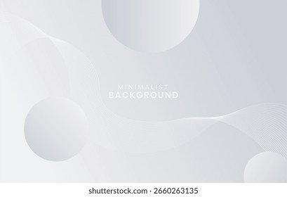 Diseño de fondo minimalista en gris claro con decoración de gradiente redondo y líneas onduladas