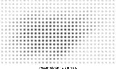 A minimalist background featuring a soft gradient created by a fine pattern of black halftone dots on white.