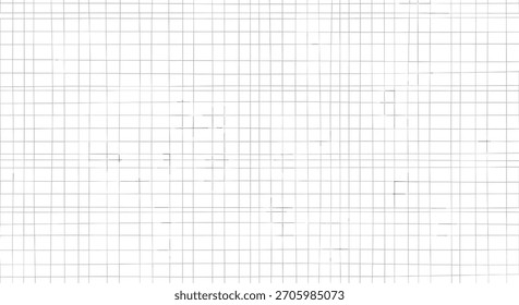 Minimalistischer Hintergrund mit einem subtilen und leicht verzerrten schwarzen Gittermuster auf einem sauberen weißen Blatt Papier Textur.