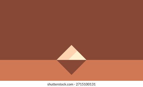 Fondo minimalista con un diseño geométrico. El fondo marrón presenta una textura suave y una Pequeña forma de pirámide, realzando los tonos marrones. Vector de Fondo de pantalla de escritorio.