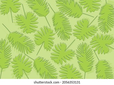 Minimalist background with green simple leaves pattern