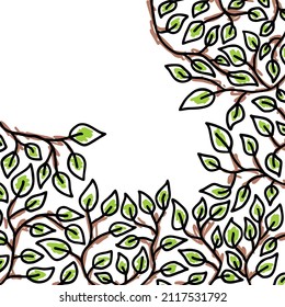 Minimalist background with leaves drawing sketch