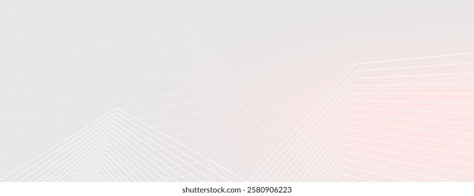 Minimalist background with light gray and pink hues. The background features geometric line patterns on a smooth texture. Gray and pink tones. Geometric pattern background vector. Pink background.