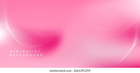 Fundo minimalista, o tom de cor principal é rosa claro, linhas curvas e linhas finas são colocadas nos lados esquerdo e direito, criando uma sensação de leveza e movimento suave.